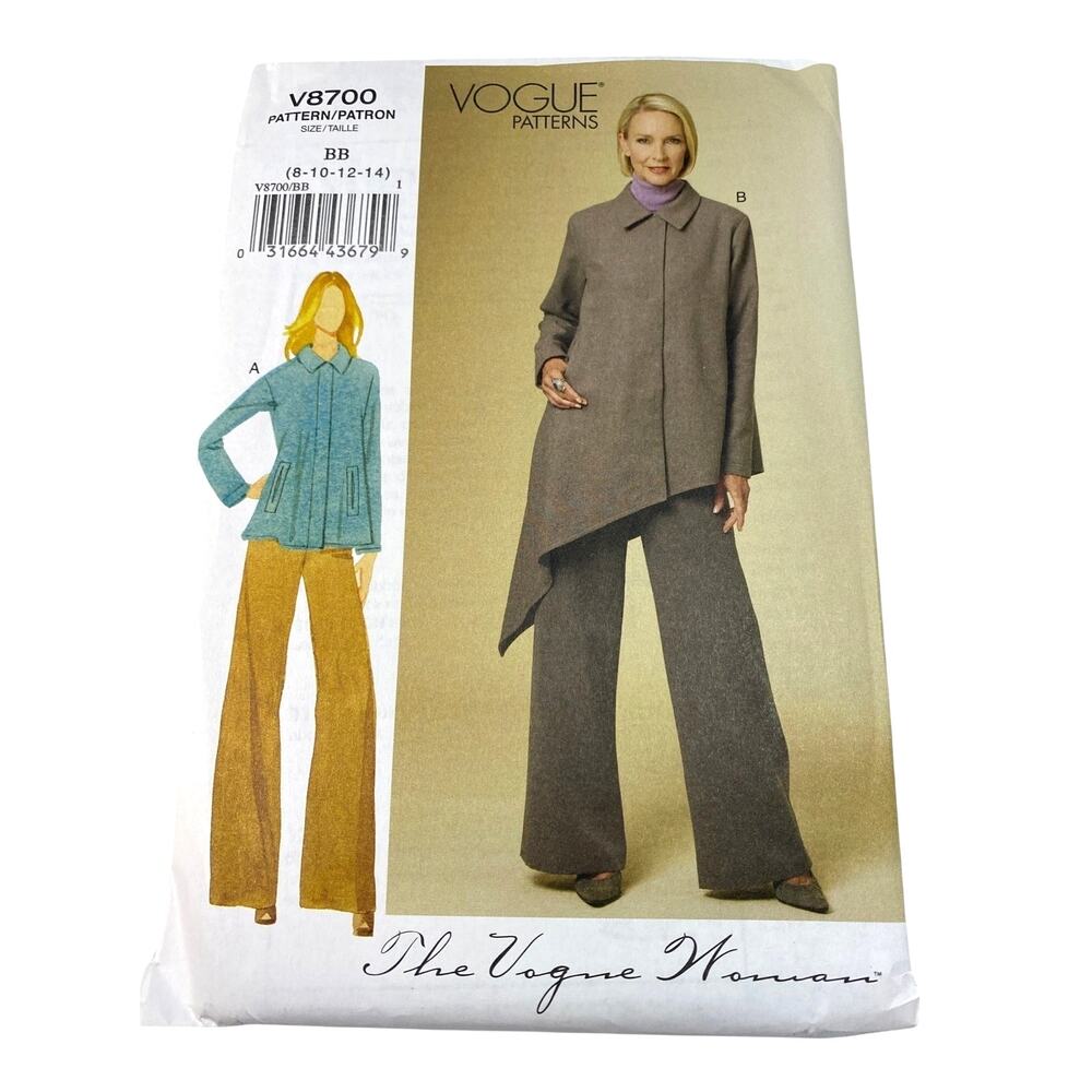 Vogue V8700 Jacket Pants Pattern Sz 8-14 Asymmetric Boho Minimalist UC FF OOP